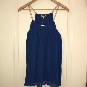 Blue pleated Tank, NWT